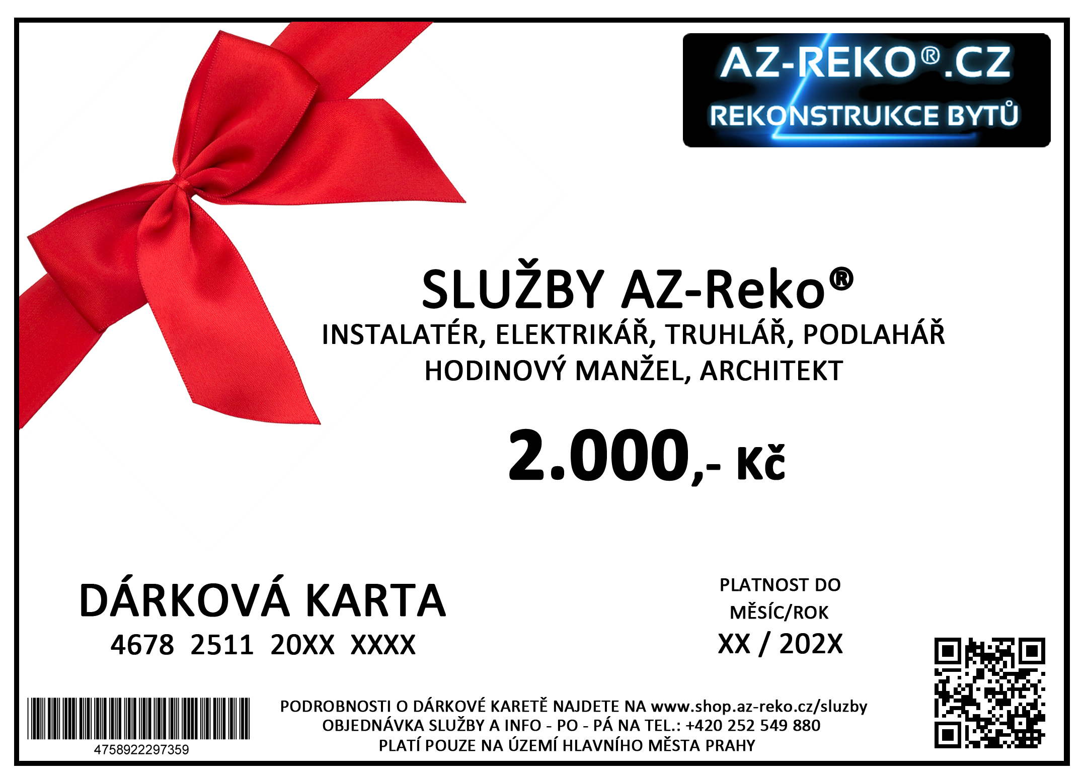 Dárková karta - Služby AZ-Reko® 1500