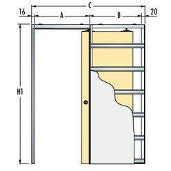 Stavební pouzdro ECLISSE pro jednokřídlé dveře - SDK - 90cm - 10,0 - 12,5cm